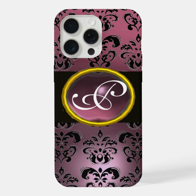 DAMASK GEM MONOGRAM Purple Amethyst iPhone Case (Back)