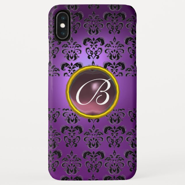DAMASK GEM MONOGRAM purple black Case-Mate iPhone Case (Back)