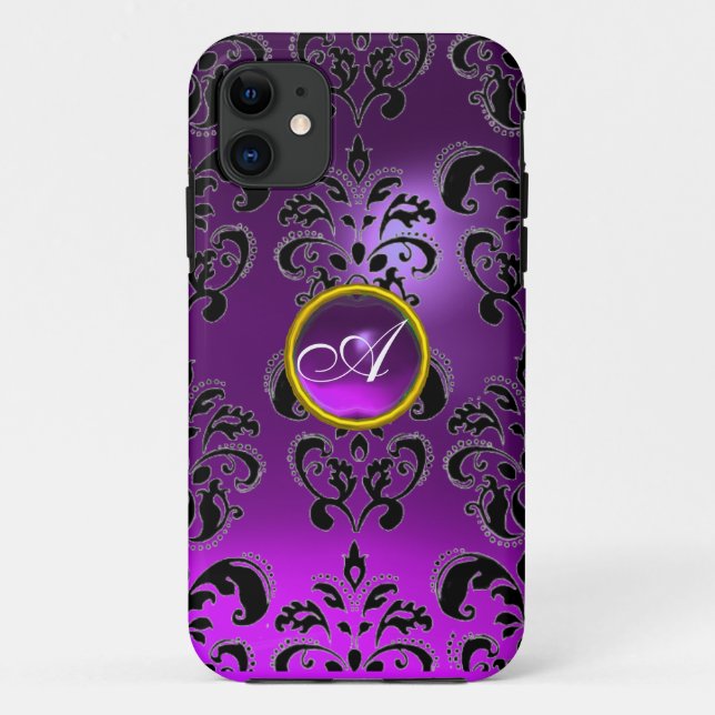 DAMASK GEM MONOGRAM purple Case-Mate iPhone Case (Back)