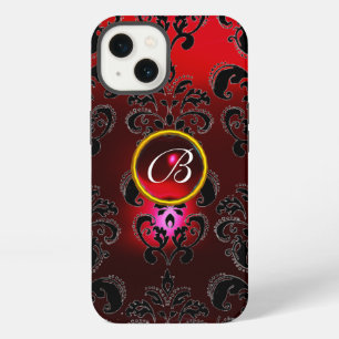 DAMASK GEM MONOGRAM Red Burgundy Black iPhone 13 Case