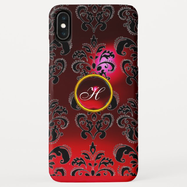 DAMASK GEM MONOGRAM red burgundy Case-Mate iPhone Case (Back)