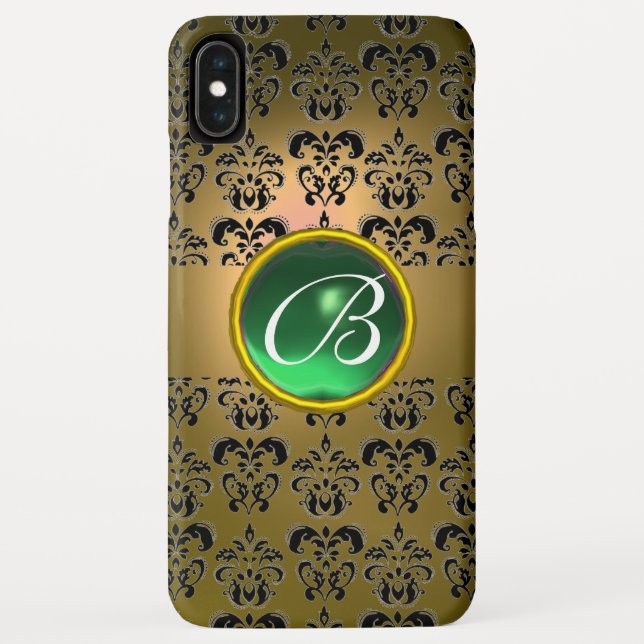 DAMASK GEM MONOGRAM yellow black green Case-Mate iPhone Case (Back)