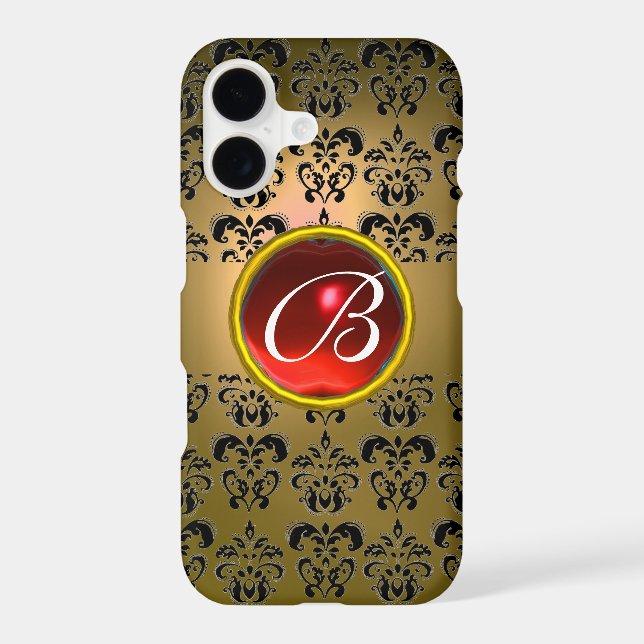 DAMASK GEM MONOGRAM yellow black red (Back)