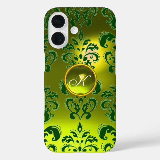 DAMASK GEM MONOGRAM yellow green Case-Mate iPhone Case (Back)