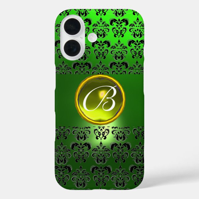 DAMASK GEM MONOGRAM Yellow green Case-Mate iPhone Case (Back)