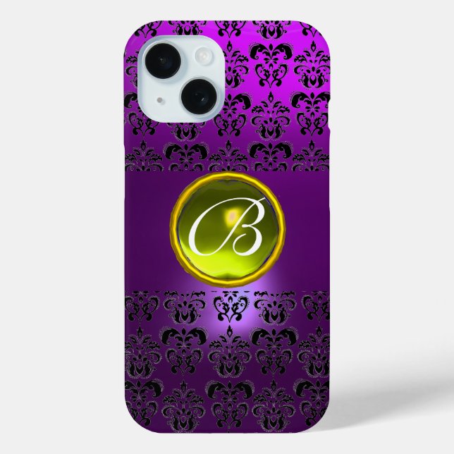 DAMASK GEM MONOGRAM Yellow purple Case-Mate iPhone Case (Back)