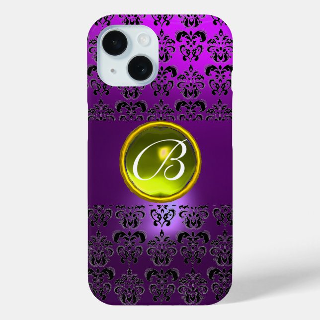 DAMASK GEM MONOGRAM Yellow purple Case-Mate iPhone Case (Back)