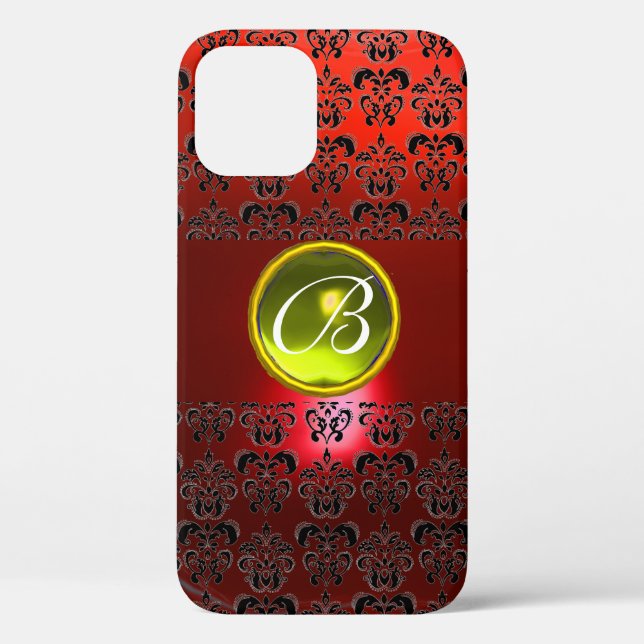 DAMASK GEM MONOGRAM Yellow red Case-Mate iPhone Case (Back)