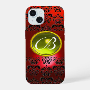 DAMASK GEM MONOGRAM Yellow red iPhone 15 Case