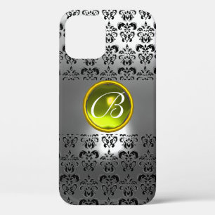 DAMASK GEM MONOGRAM Yellow white crystal iPhone 12 Case