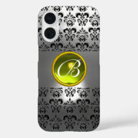 DAMASK GEM MONOGRAM Yellow white crystal