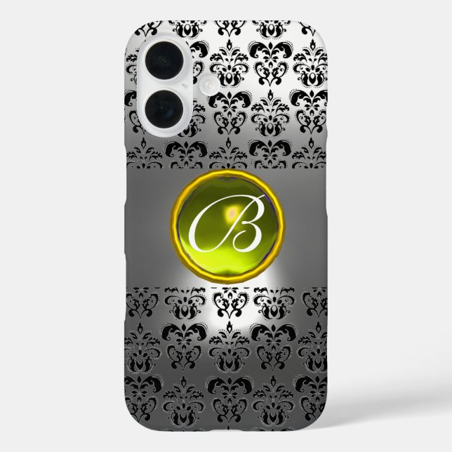 DAMASK GEM MONOGRAM Yellow white crystal Case-Mate iPhone Case (Back)
