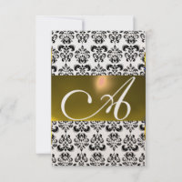 DAMASK GEM MONOGRAM yellow white rsvp gold