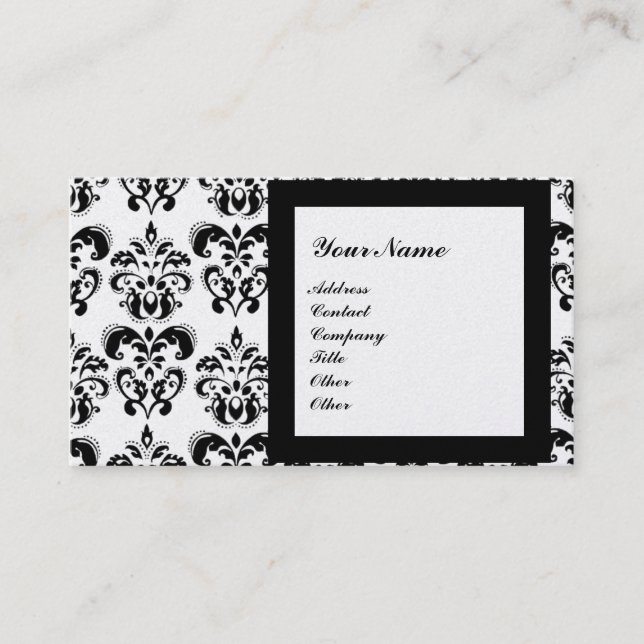 DAMASK GEM STONE MONOGRAM,2 platinum Business Card (Front)