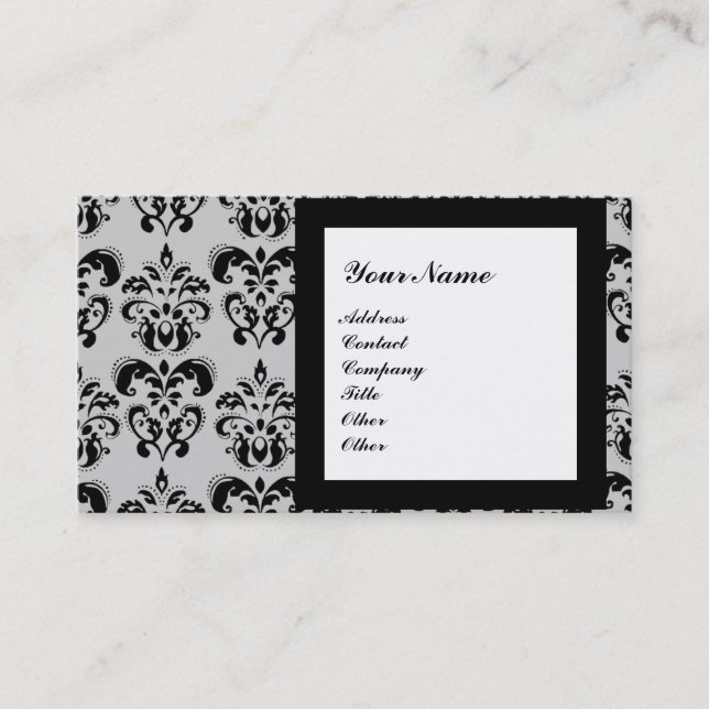 DAMASK GEM STONE MONOGRAM,3 BUSINESS CARD (Front)