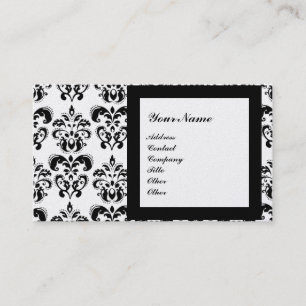 DAMASK GEM STONE MONOGRAM,3 platinum Business Card