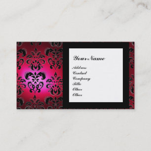 DAMASK GEM STONE MONOGRAM red burgundy Business Card