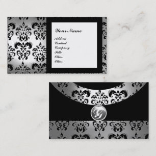 DAMASK GEM STONE MONOGRAM white crystal Business Card