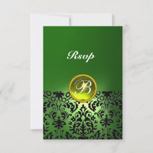 DAMASK GEM STONE MONOGRAM Yellow Green Rsvp