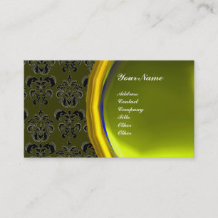DAMASK GEM STONE MONOGRAM,yellow topaz ,violet Business Card
