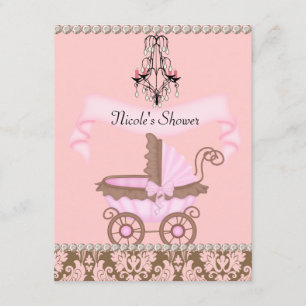 DAMASK GIRL BABY Shower INVITATIONS