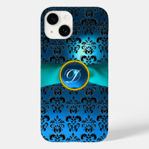 DAMASK GIRLY MONOGRAM blue ribbon Case-Mate iPhone 14 Case