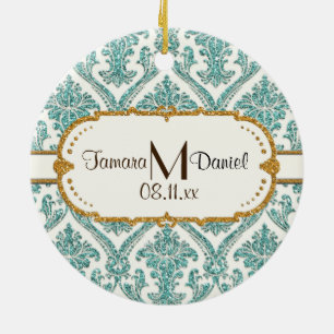 damask glitter ceramic tree decoration