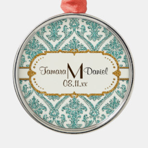 damask glitter metal tree decoration