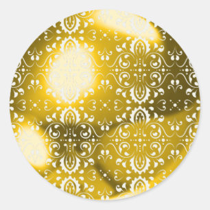 Damask gold ball classic round sticker