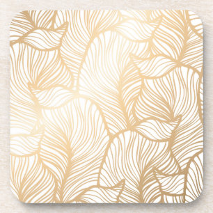 Damask Gold Floral Pattern Coaster