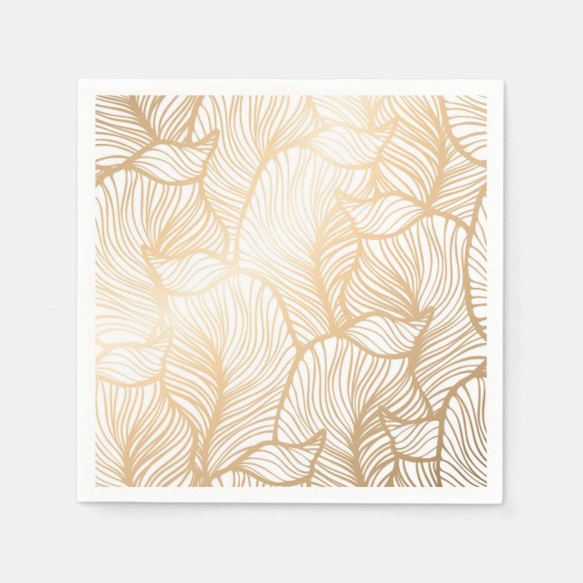 Damask Gold Floral Pattern Napkin (Front)