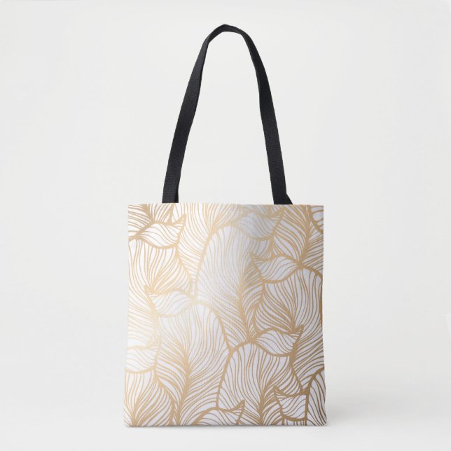 Damask Gold Floral Pattern Tote Bag (Front)