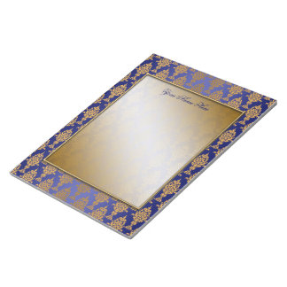 Damask Gold on Royal Blue Borders Notepad