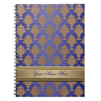 Damask Gold on Royal Blue Notebook