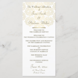 Damask gold pattern Wedding Programs Programme