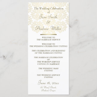 Damask gold pattern Wedding Programs Programme