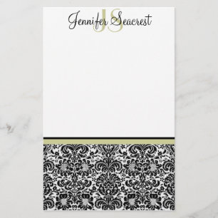 Damask, Gold Stationery