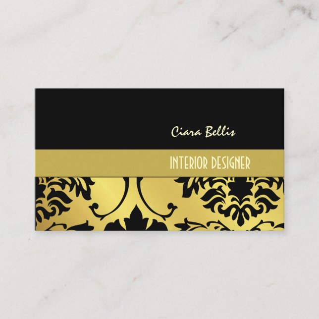 Damask / gold tone+black business card (Front)