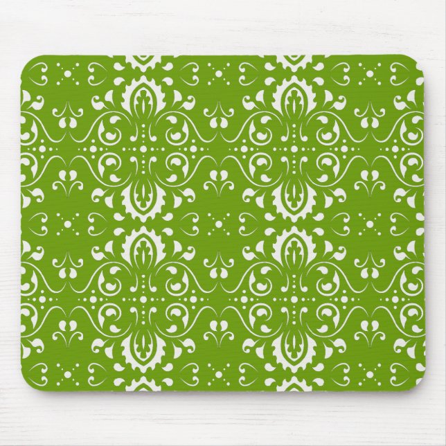 Damask - Green Mouse Mat (Front)