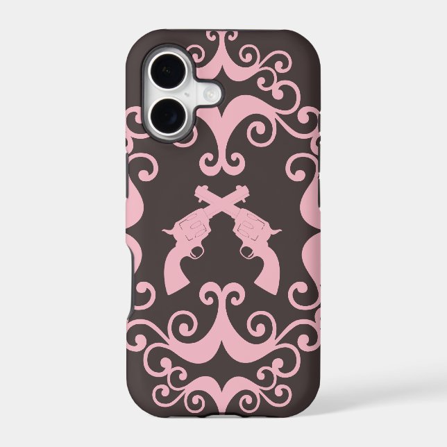 Damask guns grunge western pink goth pattern (Back)