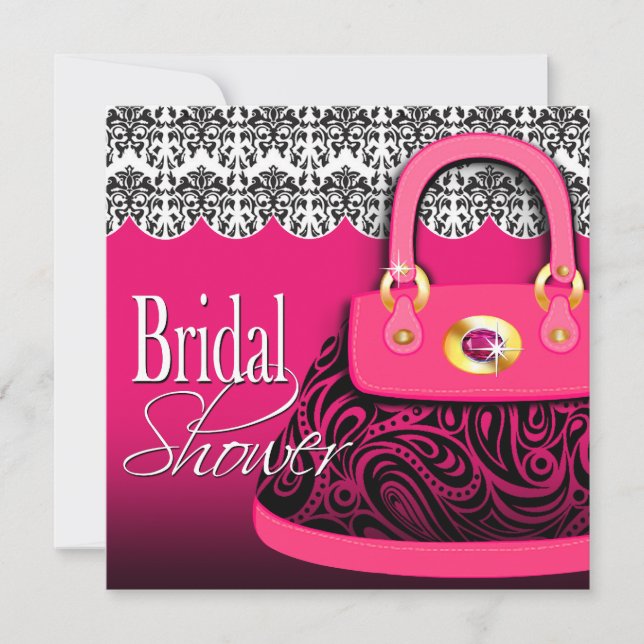 Damask Handbag Paisley Purse Bridal Shower Invitation (Front)