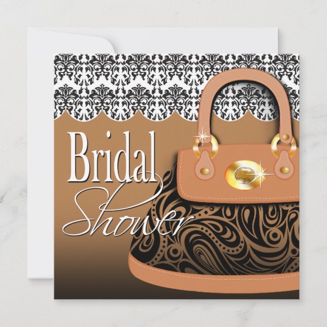 Damask Handbag Paisley Purse Bridal Shower Invitation (Front)
