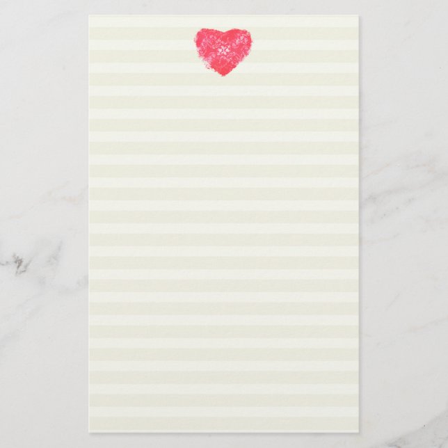 Damask Heart Lined Stationery / Writing Paper (Front)