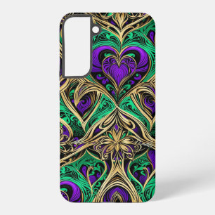 Damask Hearts & Flowers Gold Purple Black Emerald Samsung Galaxy Case