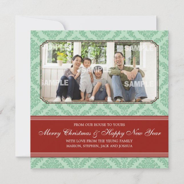 Damask Holiday Photo Announcement (Front)