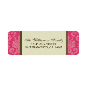 Damask Holiday Return Address Labels (fuchsia)