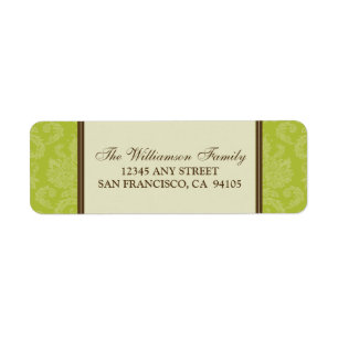 Damask Holiday Return Address Labels (lime)