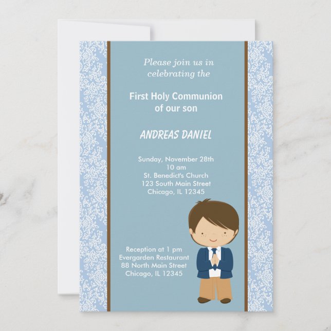 Damask Holy Communion Invitation (Front)