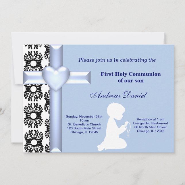Damask Holy Communion Invitation (Front)
