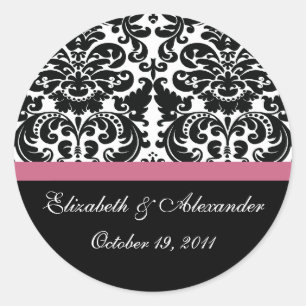 Damask Honeysuckle Pink Bridal Shower Sticker